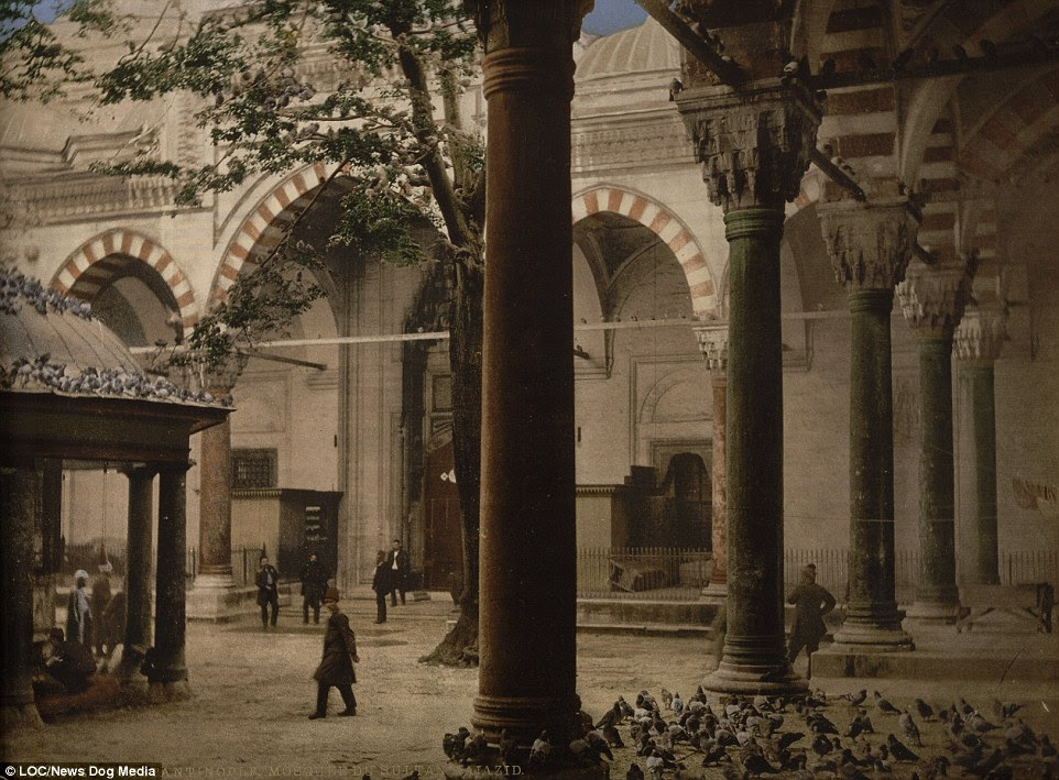 Sultan's Bajazid mosque in Constantinople, Turkey, is one of the landmarks revealed in the stunning set of images