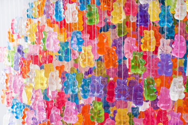 Chandelier Made from 3,000 Gummy Bears by Kevin Champeny Chandelier Made from 3,000 Gummy Bears by Kevin Champeny multiples lighting candy bears