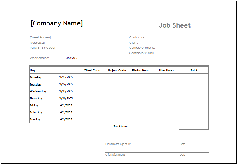 sheet template job printable Sample Excel Sheet EXCEL for Job MS Templates ...