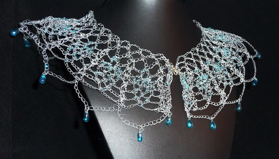 Ice Queen Wire Crochet Lace Collar - babayagacrochets