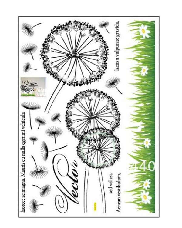 Free Shipping Dandelion Vector Removable Vinyl Wall Stickers Decal