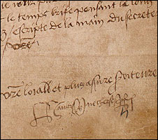 King Henry VIII's handwriting