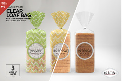 Download Free Clear Loaf Bread Bag Packaging Mockup Psd Mockup Template PSD Mockups.