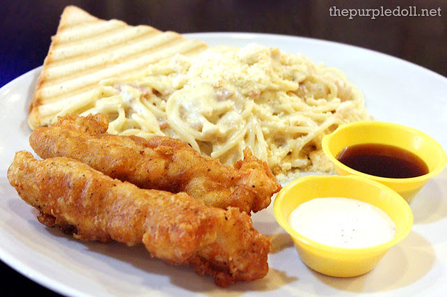 Carbonara P105 with Chicken Strips P40