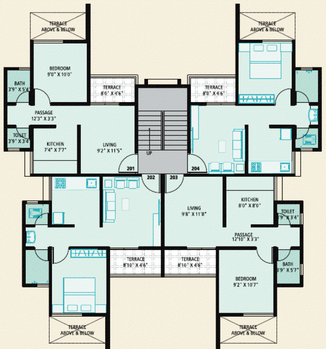 1 BHK Terrace Flat at AnandGram Wakhari Chaufula - A township of 360 Units of 1 Room Kitchen 1 BHK 2 BHK Terrace Flats in 24 Buildings on Pune Solapur Highway near Kedgaon Railway Station