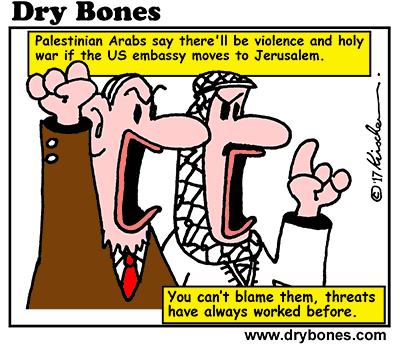 Dry Bones,Trump,Palestinians, terror, terrorism, terror attacks, Jerusalem, US embassy, America, threats,