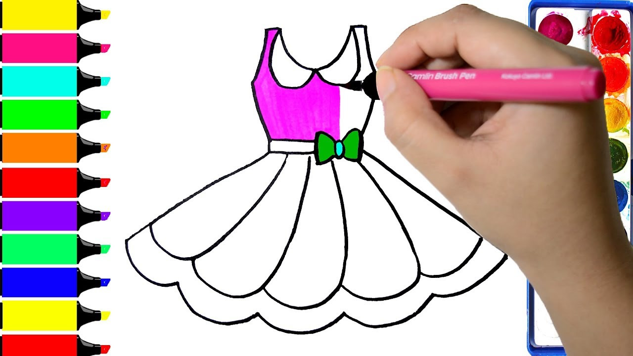 Featured image of post Art Dress Drawing Easy With Color / Start to draw a dress with a simple trapezoid tapering down.