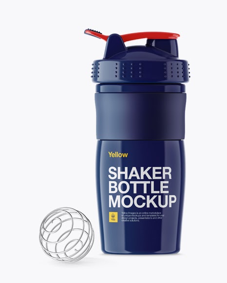 Download Glossy Shaker Bottle With Blender Ball Psd Mockup PSD Mockup Templates