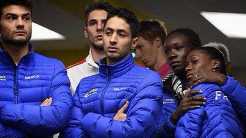 V-H: Romain Ponsart, Morgan Cipres, Vladimir Morozov (RUS), Mae Berenice Meite og Vanessa James