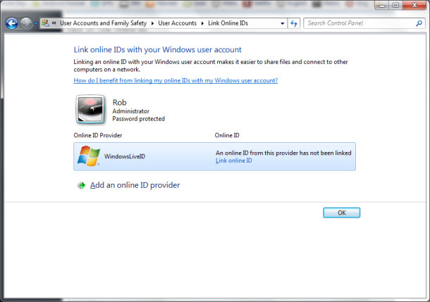 kết nối qua Windows Live ID