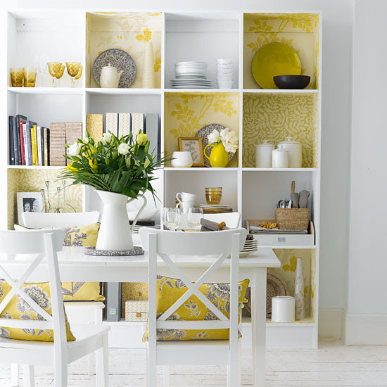 Yellow and White Bookcase