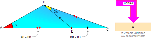 Problema 5: Triangulo, Ángulos, Ceviana, Trazos auxiliares. 
