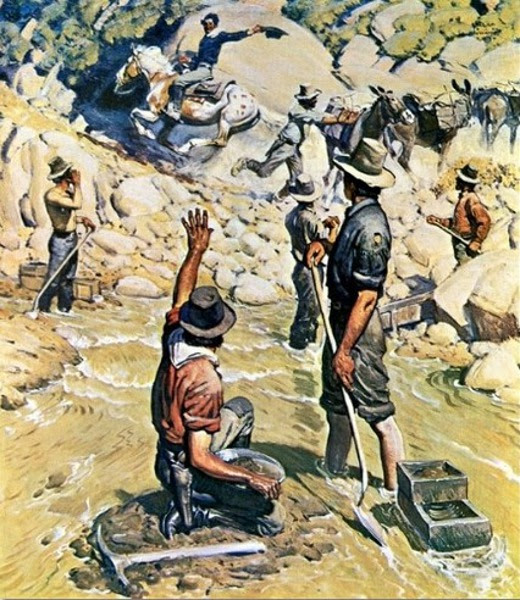 Prospectors Panning For Gold