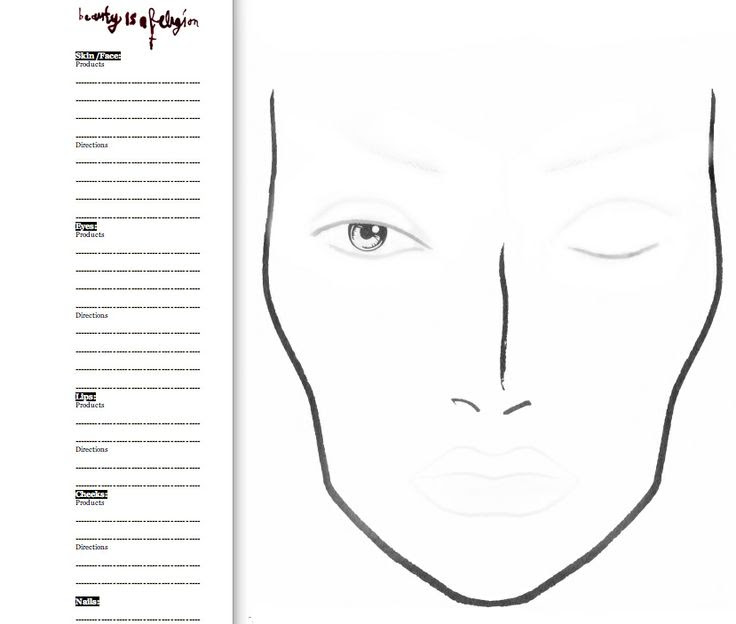 Free Printable Blank Makeup Face Charts Saubhaya Makeup