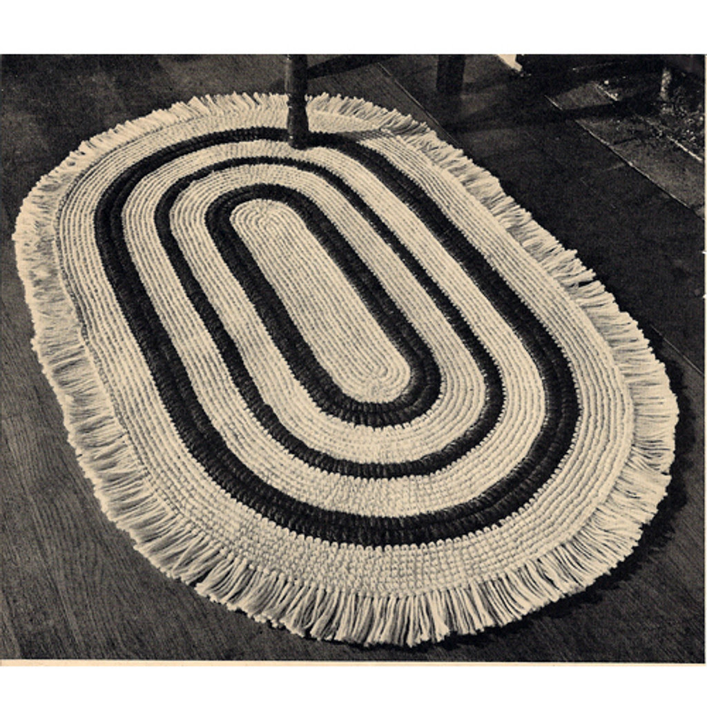 Oval Striped Crochet Rug Pattern, fringe
