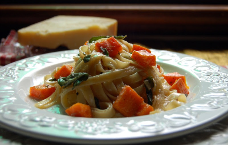 Linguine with a sage burnt butter sauce and sautéed Sweet Potato© by haalo