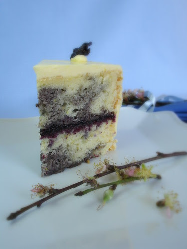 Marbled lemon-blueberry butter cake