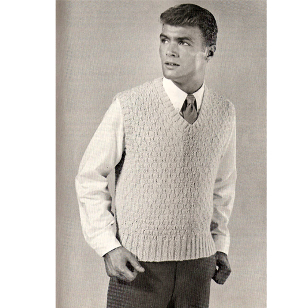 Free Mans Knitting Pattern Sleeveless Pullover