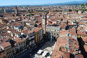 Piazza Erbe seen from the Lamberti tower