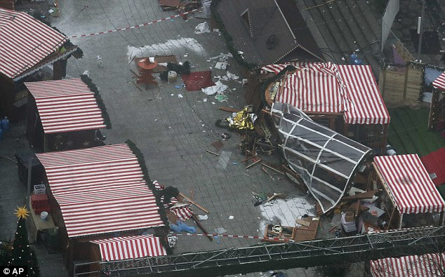 Brutal: White powder used to soak up blood left by the dead - one witness described a 'rivers of blood' running through the market