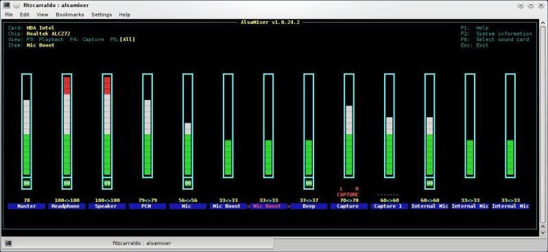 ALSA Mixer running in Konsole ALSA Mixer running in Konsole