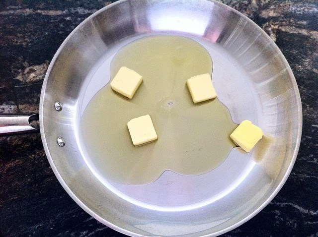 Butter and Olive Oil Combined in Large Saute Pan