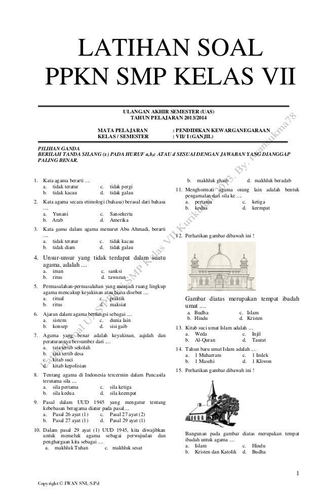 Terbaru Contoh Soal Hots Ips Smp Kelas 7 Semester 1