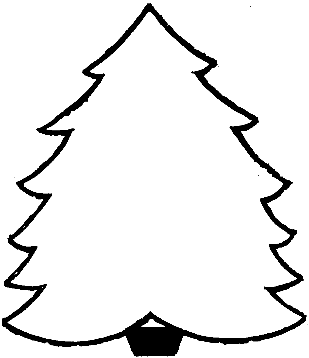 Blank Christmas tree coloring pages for kids to fill in and color.