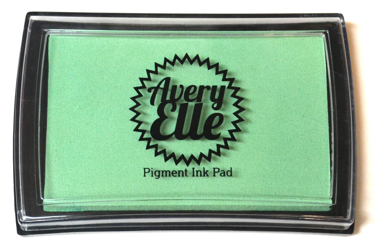 Our Mint To Be Pigment Ink Pad is a gorgeous shade of mint green and matches our Mint To Be premium card stock.  Our water-based premium pigment inks offer fantastic coverage with our clear stamps and are fast drying, embossable, acid free and non-toxic. Made in Taiwan 
