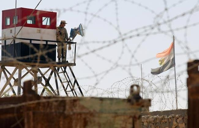 Egyptians guarding the border with Gaza