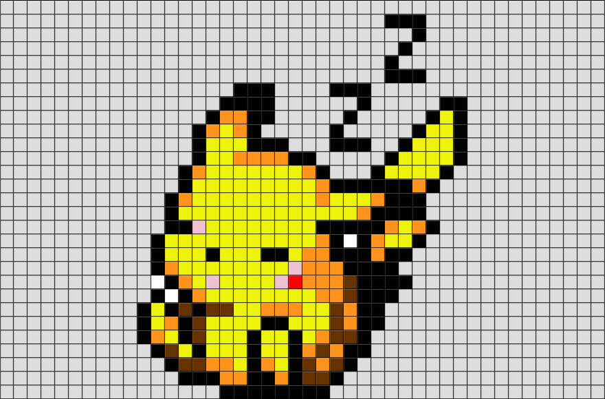Pokemon Pixel Art Grid Pikachu Happy Living