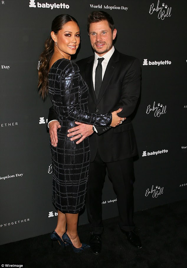 Dancing: Nick Lachey and wife Vanessa certainly seemed to be in step when the arrived at the 7th Annual Baby Ball Gala on Saturday night