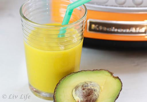 Avocado Mango Smoothie blended with Tangerine KitchenAid Blender