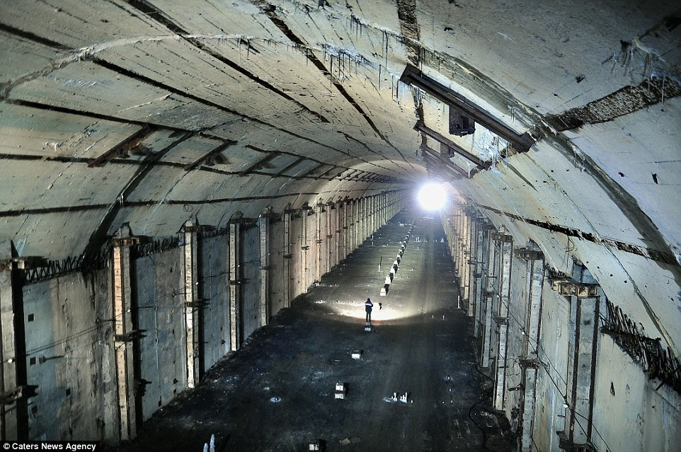 A group of four friends (one pictured below) from Vladivostok, Russia, who go by the name of KFSS, went to the base to see the network of tunnels themselves