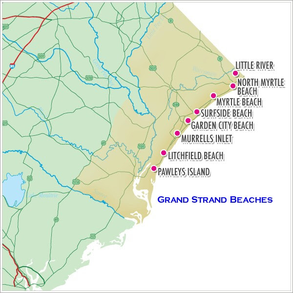 Time Zones Map Surfside Beach South Carolina Map