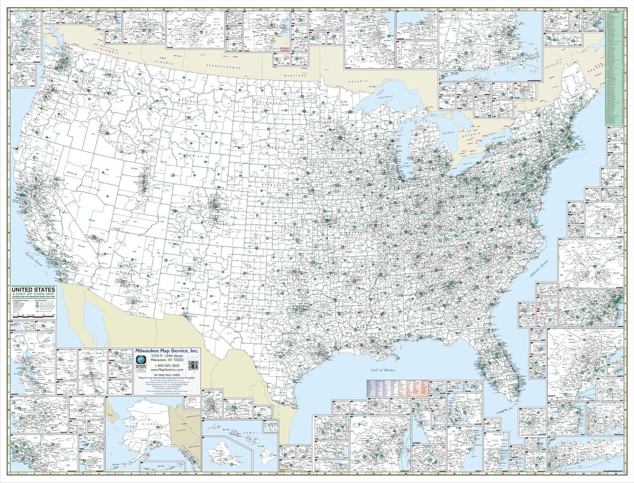 3 Digit Zip Code Map United States 8722