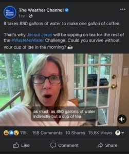 Cringe: Woke Weather Channel “#WasteNoWater” Coffee challenge backfires on social media