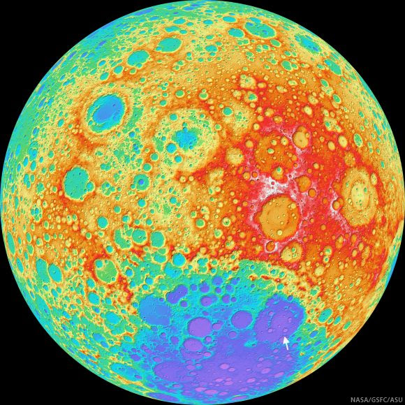 Columbia crater group, lunar farside (LROC WAC DTM)
