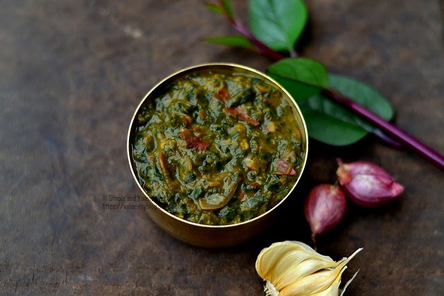 Pasalakeerai Kadayal | Mashed Red Vine Spinach With Dal | Keerai Masiyal