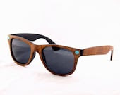 Handcrafted Wood Veneer Sunglasses // Mahogany and Turquoise - tumbleweedshandcraft