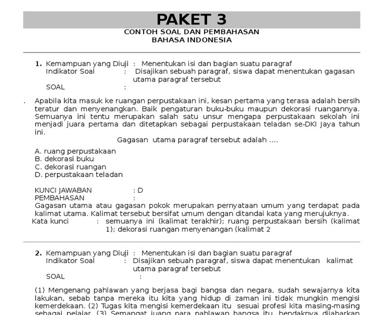 Contoh Soal Pilihan Ganda Novel Sejarah Dunia Sosial