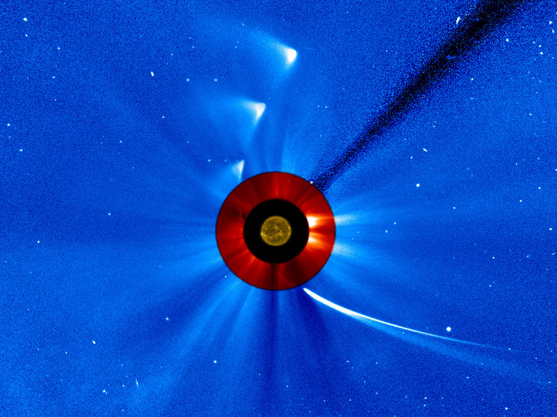 NASA took a series of images to create this "timelapse" view of comet ISON's trip around the sun.