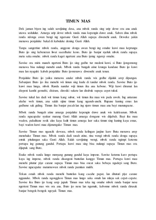 Contoh Cerita Rakyat Bahasa Jawa Singkat Obtenez Livre