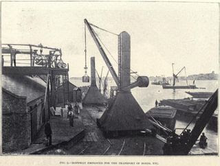 Ropeway employed for the transport of boxes etcetera
