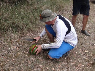 Glen cuts the melon