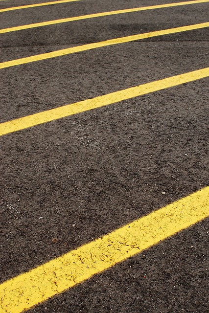 Abstract of painted lines on asphalt.