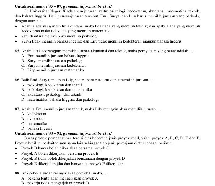 Contoh Soal Tes Masuk Kuliah Jurusan Teknik Informatika 2020
