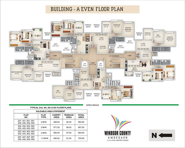 Windsor County Ambegaon Budurk - A Building - Even Floor Plan