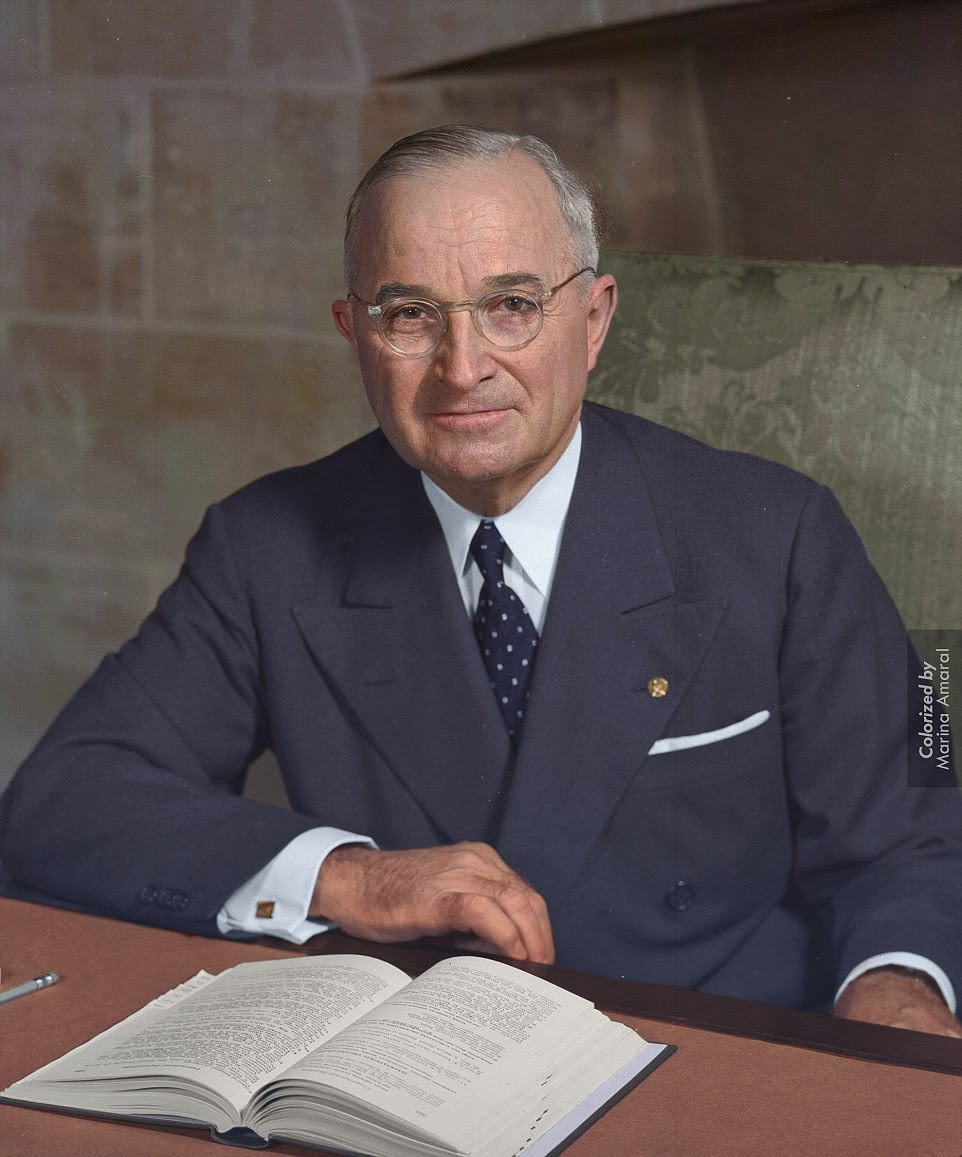 In office: The 33rd U.S. president, Harry Truman, assumed office following the death of President Franklin Roosevelt in 1945. Truman made the decision to use the atomic bomb against Japan, helped rebuild postwar Europe, worked to contain communism and led the United States into the Korean War