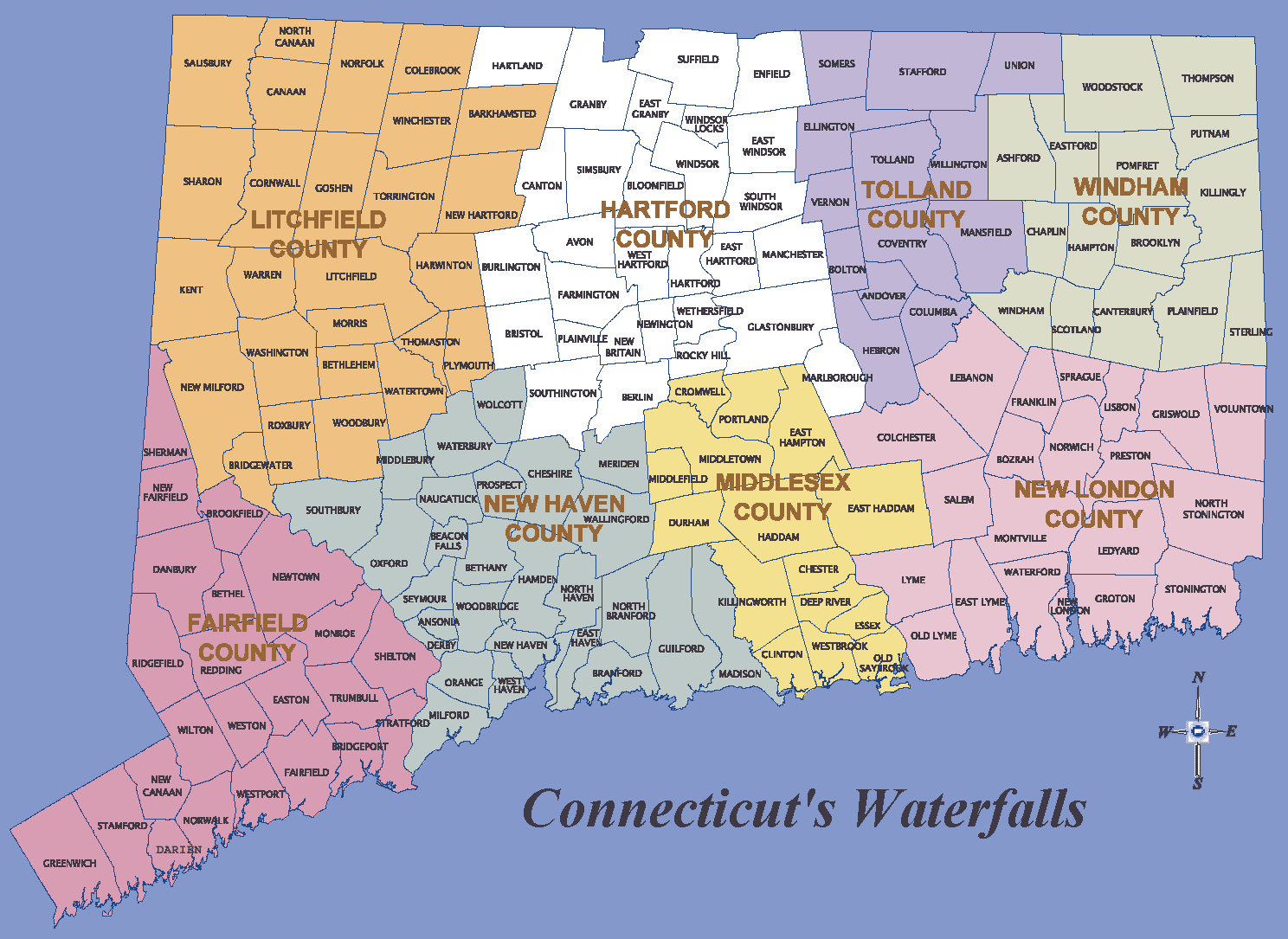 Map Of Connecticut Showing Towns